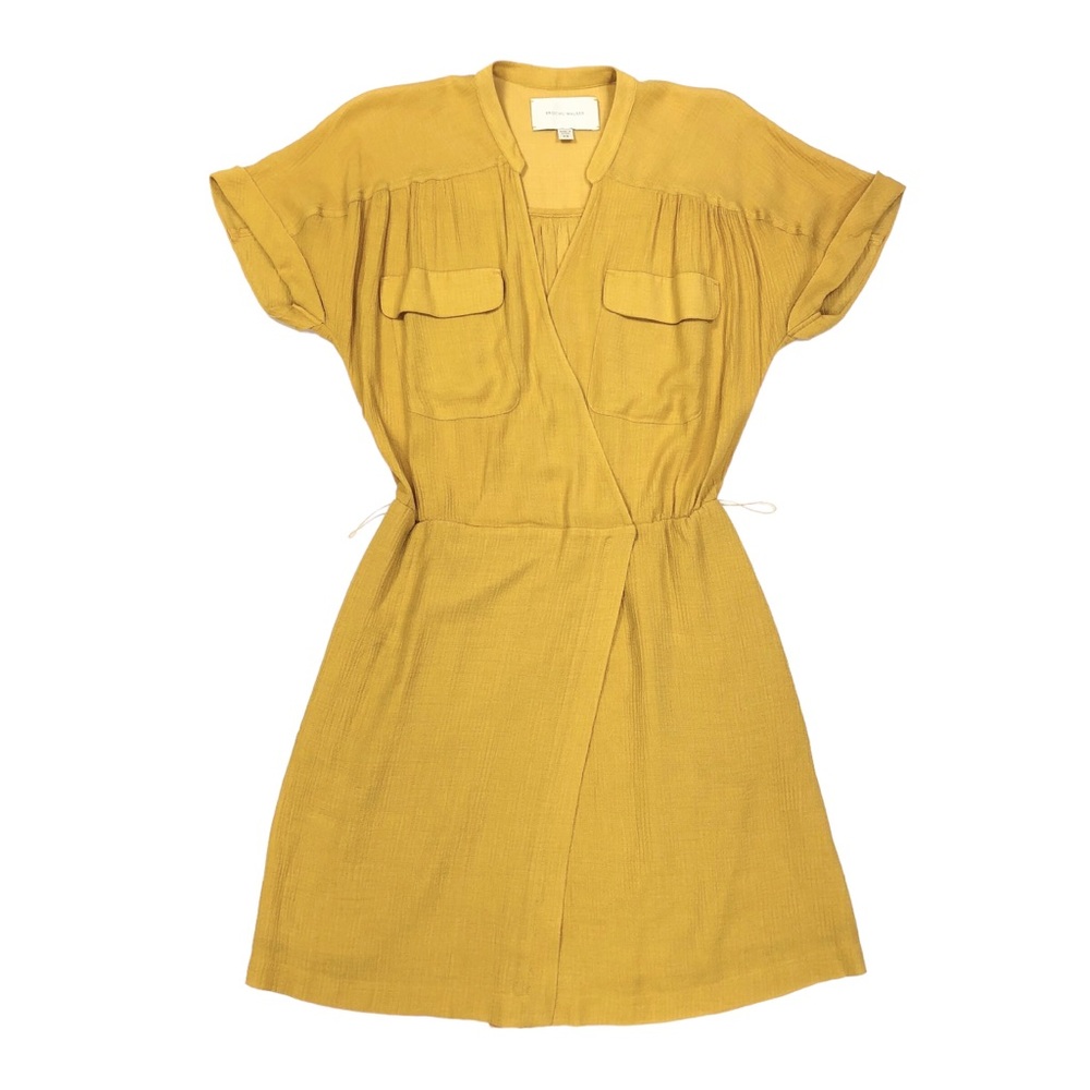 Brochu Walker Jas Mini Dress Women's Size XS Ochre Yellow V-Neck MISSING STRAP